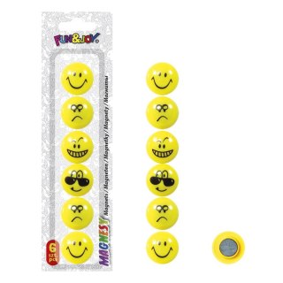 Magnesy okrągłe 29mm 6 szt. żółte Emoji Fun&Joy