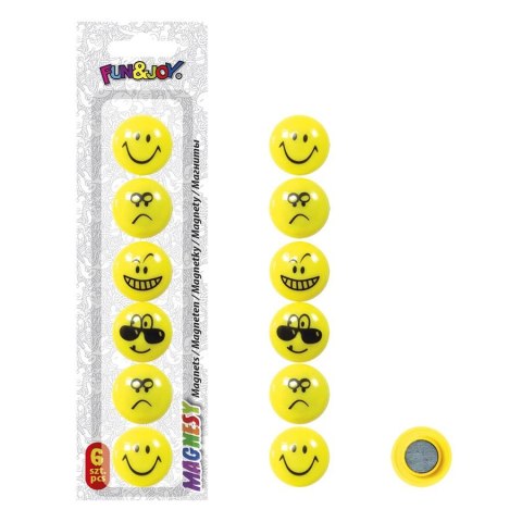 Magnesy okrągłe 29mm 6 szt. żółte Emoji Fun&Joy