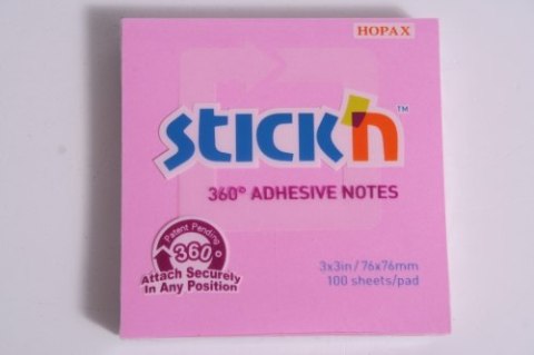 Notes samoprzylepny 76x76 100 kartek różowy STICK 21554
