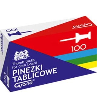 Pinezki tablicowe kolorowe GRAND 100 szt.