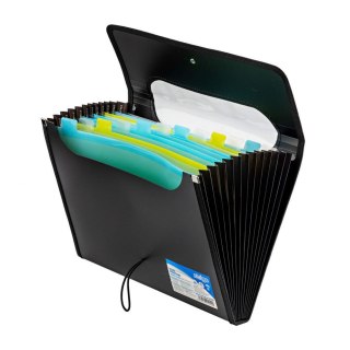 Teczka z gumką PP A4/25MM/12 przegródek czarna Strigo PILOT SF038