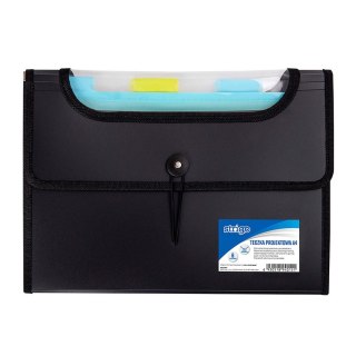 Teczka z gumką PP A4/25MM/6 przegródek czarna Strigo PILOT SF034