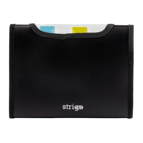Teczka z gumką PP A5/25MM/6 przegródek czarna Strigo PILOT SF042 CZAR