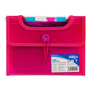 Teczka z gumką PP A5/25MM/6 przegródek różowa Strigo PILOT SF040