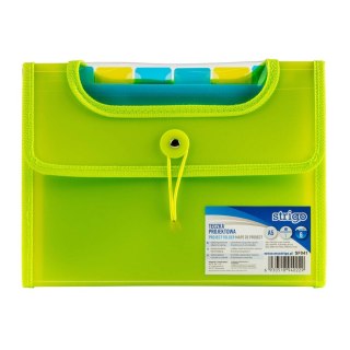 Teczka z gumką PP A5/25MM/6 przegródek zielona Strigo PILOT SF041