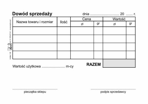 DRUK DOWOD SPRZEDAZY OBUWIA A7 PIR 142 OFFSET