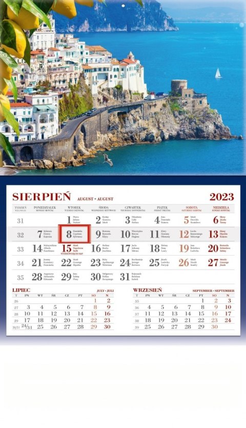 KALENDARZ JEDNODZIEL 29,5X51,2CM WYBRZEZE AMALFI WN
