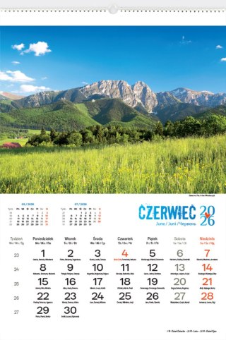 Kalendarz 13 planszowy A3 Pejzaże Tatrzańskie LUCRUM RW03