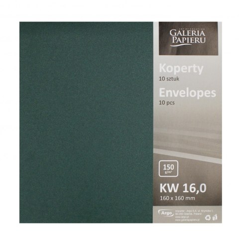 Koperta 16x16 cm nie klejona zielona Galeria Papieru op.10 szt. ARGO 280344