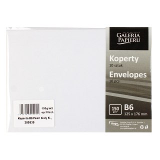 Koperta B6 biała perłowa Galeria Papieru op.10 szt. ARGO 280839 GAL