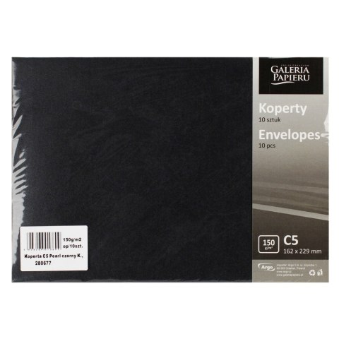 Koperta C5 czarna perłowa Galeria Papieru op.10 szt. ARGO 280677 GAL