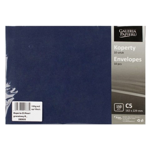 Koperta C5 granatowa perłowa Galeria Papieru op.10 szt. ARGO 280655 GAL