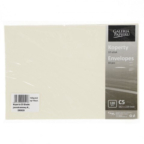 Koperta C5 nie klejona kremowa Galeria Papieru op.10 szt. ARGO 280629 GAL