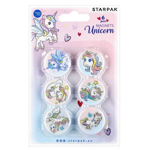Magnes kolorowy Unicorn 30mm op.6szt. STARPAK 528367