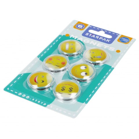 Magnes kolorowy mix Emotikony 33mm op.6szt. STARPAK 528365