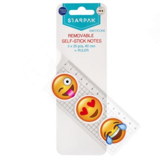 Zakładka indeksująca 40mm/20k okrągła 3szt Emoticon plus linijka STARPAK 472875