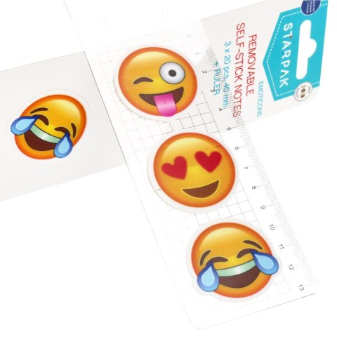 Zakładka indeksująca 40mm/20k okrągła 3szt Emoticon plus linijka STARPAK 472875