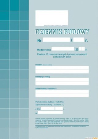 Druk Dziennik Budowy A4 MICHALCZYK i PROKOP 603-1Z MP