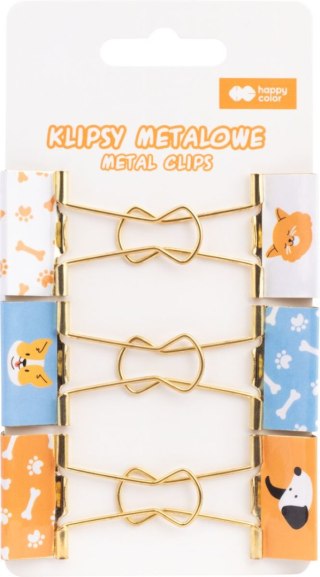 Klipsy metalowe Zestaw CAT&DOG, 6 szt, Happy Color