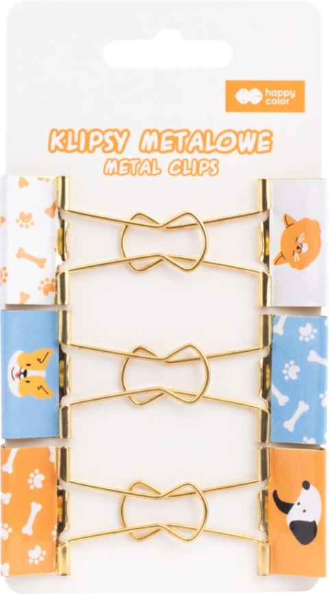 Klipsy metalowe Zestaw CAT&DOG, 6 szt, Happy Color