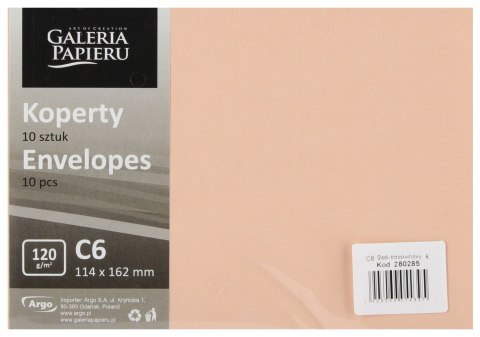 Koperta C6 NK brzoskwiniowa gładka op10szt GALERIA PAPIERU 280285 GAL