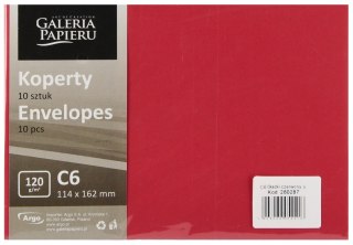 Koperta C6 NK czerwona gładka op10szt GALERIA PAPIERU 280287 GAL