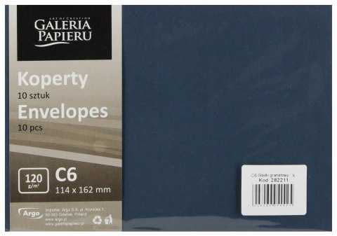 Koperta C6 NK granatowa gładka op10szt GALERIA PAPIERU 282211 GAL