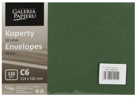 Koperta C6 NK zielona gładka op10szt GALERIA PAPIERU 282210 GAL