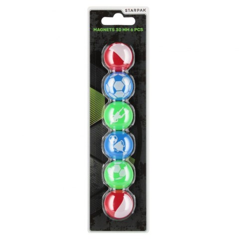 Magnes kolorowy mix Football 30mm op.6szt. STARPAK 546492
