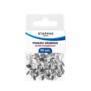 Pinezki metalowe srebrne 50szt. etui STARPAK 559660