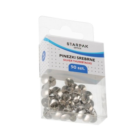 Pinezki metalowe srebrne 50szt. etui STARPAK 559660