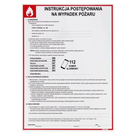 Tabliczka informacyjna plastikowa 250x360 PPOZ KORFED 737350