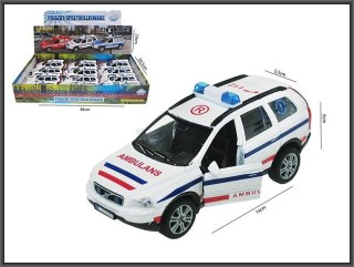 Auto Pogotowie metalowe z dźwiękiem 14cm HKG025