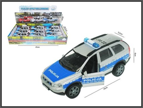 Auto Policja metalowe z dźwiękiem 14cm HIPO HKG002P