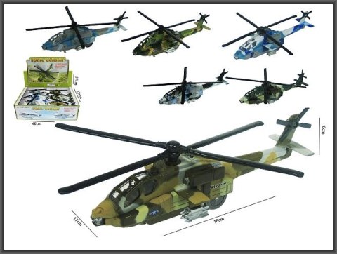 Helikopter metalowy z dźwiękiem 19cm HIPO 8120
