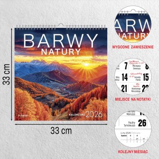 KALENDARZ 6 PLANSZ 33X33 BARWY NATURY OP