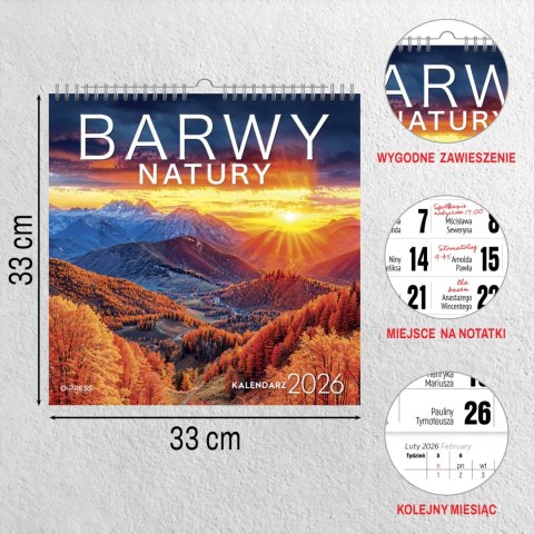 KALENDARZ 6 PLANSZ 33X33 BARWY NATURY OP