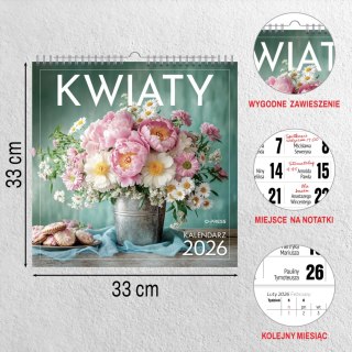 KALENDARZ 6 PLANSZ 33X33 KWIATY OP