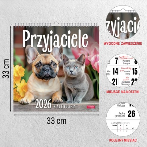 KALENDARZ 6 PLANSZ 33X33 PRZYJACIELE OP