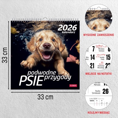 KALENDARZ 6 PLANSZ 33X33 PSY POD WODA OP