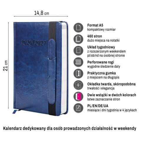 KALENDARZ KSIAZ A5 OPR TW DZIENNY 2-LETNI OP