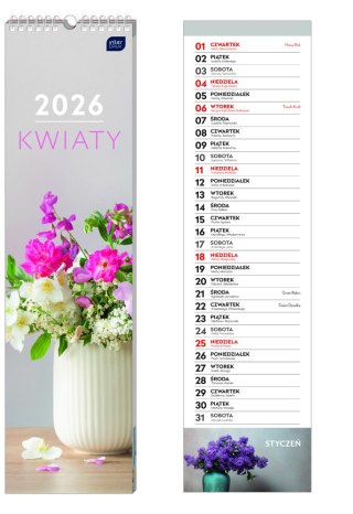 Kalendarz 135x500 paskowy miesiąc Kwiaty Interdruk
