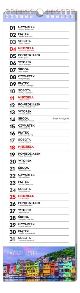 Kalendarz 135x500 paskowy miesiąc Podróż Interdruk