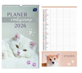 Kalendarz 250x430 planer rodzinny miesiąc Zwierzaki Interdruk