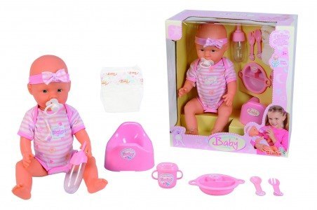 Lalka 43 cm New Born akcesoria 8 elementów SIMBA 105039005