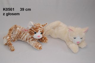 Pluszak Kot z głosem 39cm Leżący z kokardą SUN-DAY K0561