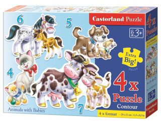 Puzzle 4w1 /4-5-6-7/ konturowe Animals with Babies CASTORLAND B-04218-1