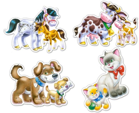 Puzzle 4w1 /4-5-6-7/ konturowe Animals with Babies CASTORLAND B-04218-1