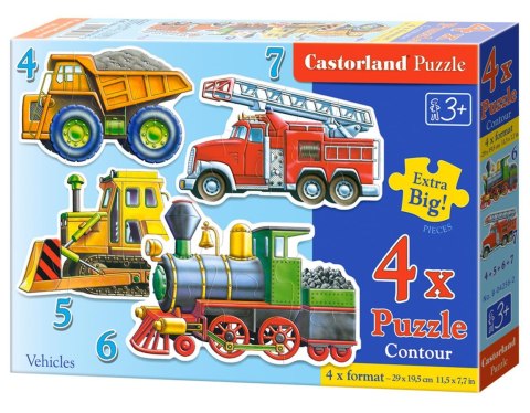 Puzzle 4w1 /4-5-6-7/ konturowe Vehicles CASTORLAND B-04256-1