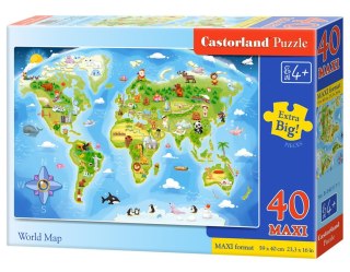 Puzzle 40 Maxi podłogowe World Map CASTORLAND B-040117